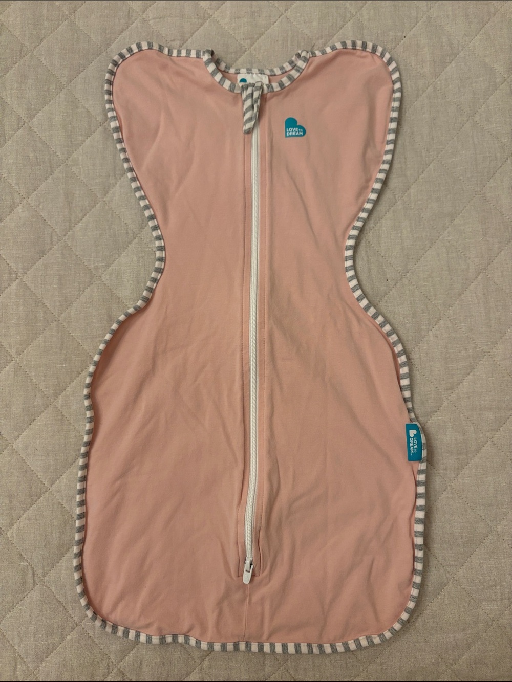 Love to Dream Pink Swaddle Sleep Sack with Striped Trim